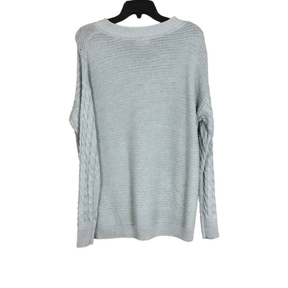 Caslon Women’s 1X Gray Cable Knit V-Neck Long Sleeve Sweater NWT - Picture 14 of 15